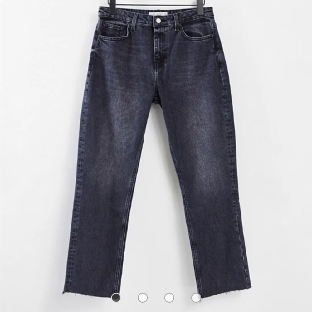 TOPSHOP straight leg jeans in washed black